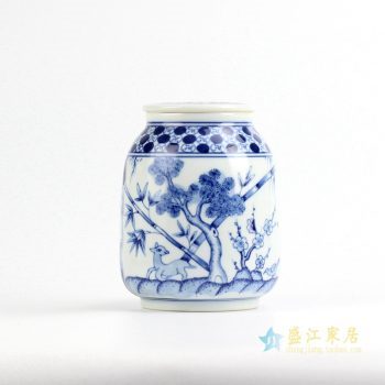 RZIR01   景德镇   青花手绘 五良大甫  茶叶罐  罐子 储物罐   厂家直销
