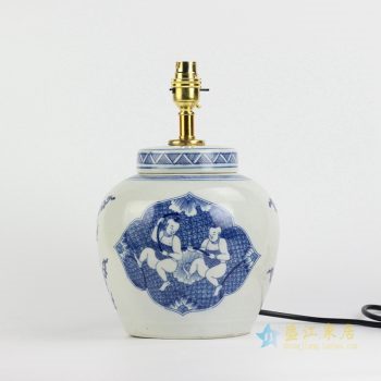 ds76-ryqq53-a  景德镇 青花童子台灯灯具 陶瓷灯日用实用品