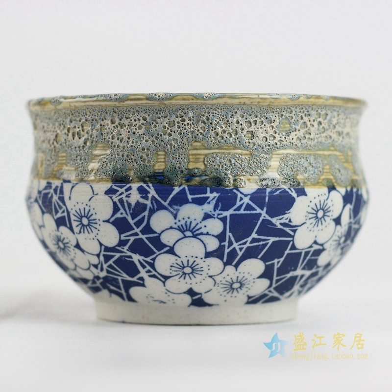 景德镇 陶艺窑变花釉梅花1号花盆
