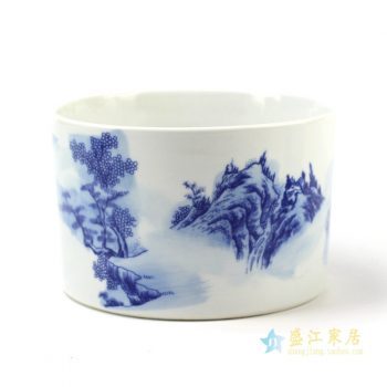 ryci38-b   景德镇青花山水笔筒 箭筒特价