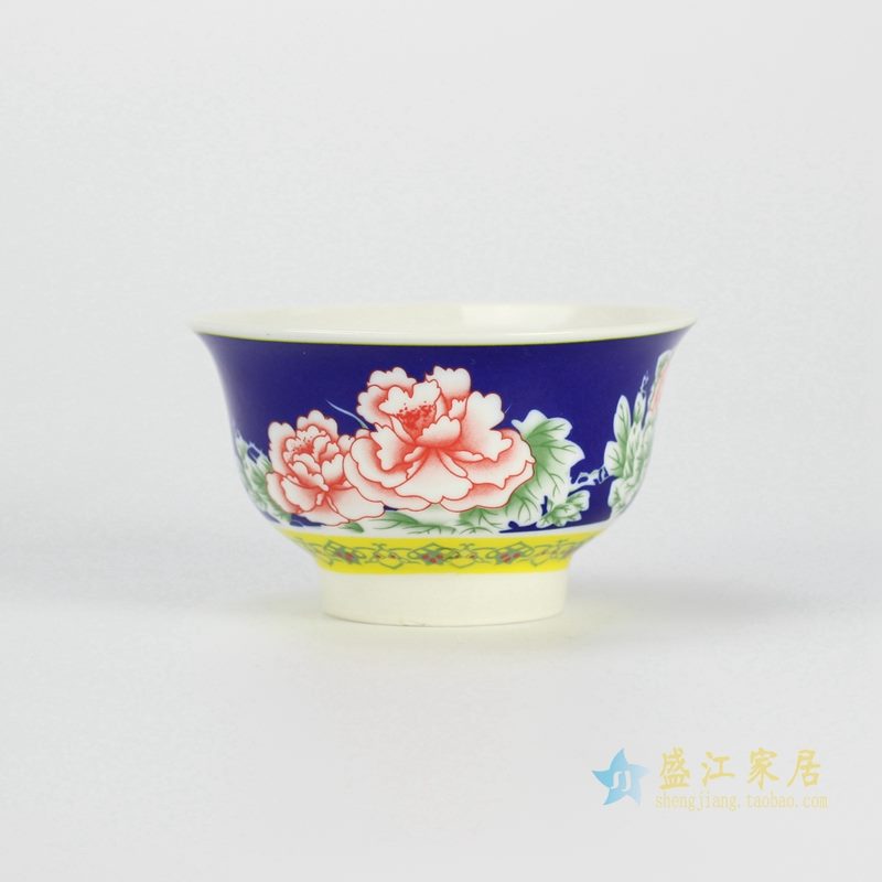 颜色釉牡丹花饭碗 家庭实用 景德镇厂家直销