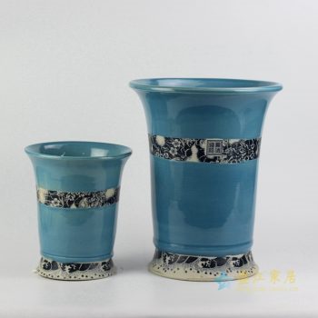 ryiq28-c      双盆兰釉 花卉 高温颜色釉花盆  景德镇  厂家直销