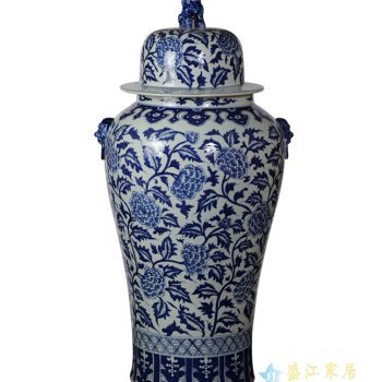 rylu92   青花缠枝莲狮子头将军罐 花瓶 景德镇厂家直销
