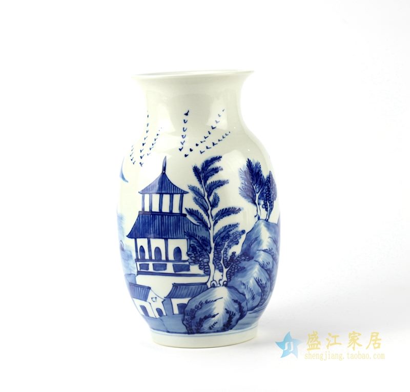 青花手绘花瓶 艺术摆件品 景德镇厂家直销