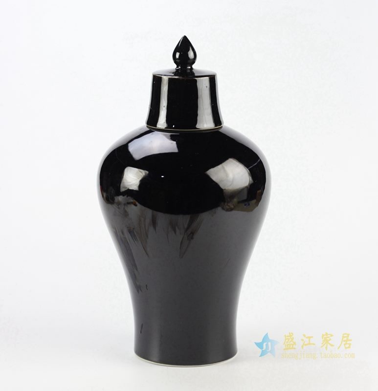 黑釉乌金釉将军罐 盖罐