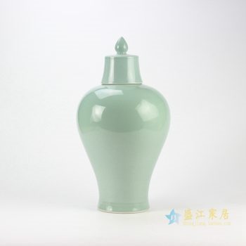 rynq178-f    豆青 淡绿颜色釉罐 盖罐