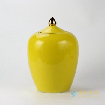 rynq45-b    景德镇  颜色釉黄色茶叶罐  密封罐  厂家直销