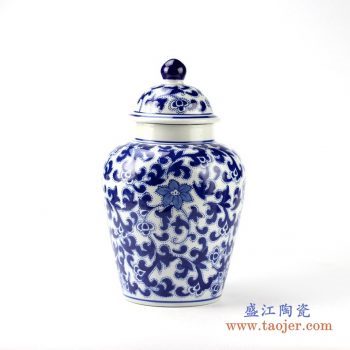 rypu15-e    青花缠枝罐将军罐盖罐  艺术摆件品