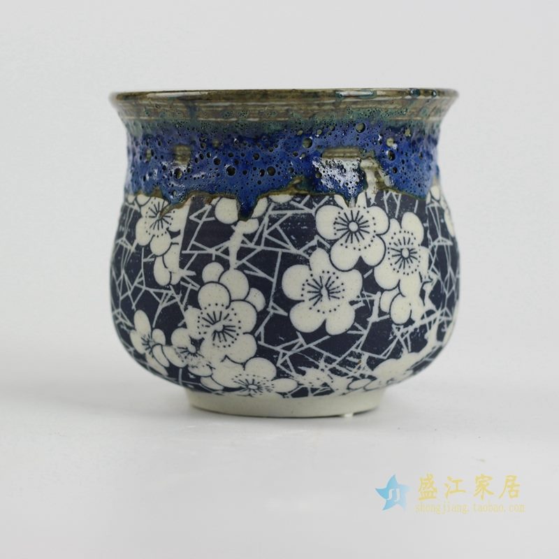 陶艺窑变花釉梅花2号花盆