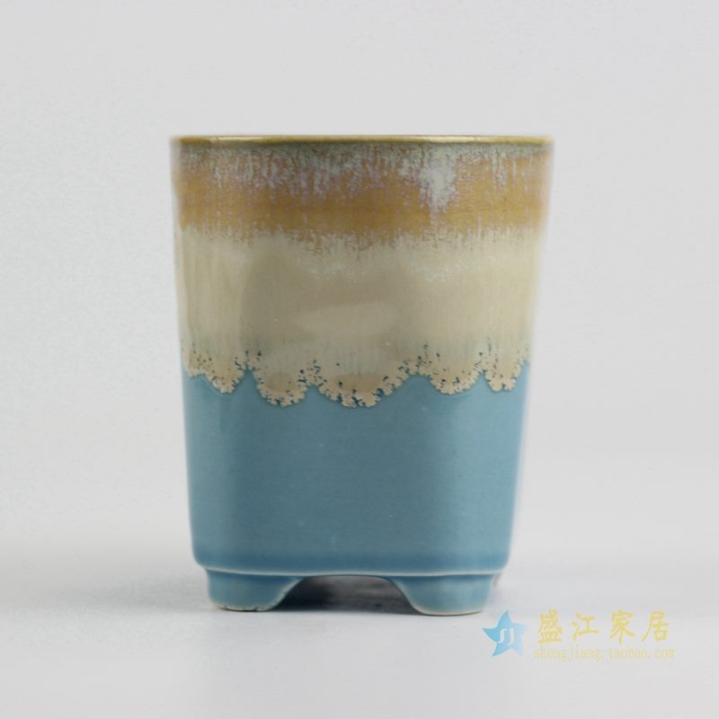 陶艺窑变花釉多色直筒花盆