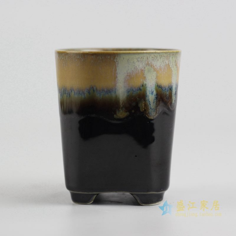 陶艺窑变花釉颜色釉直筒花盆