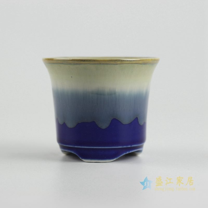 陶艺窑变花釉深兰花盆