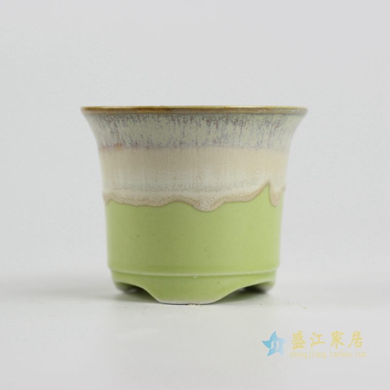 陶艺窑变花釉黄色花盆