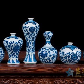 rzev02-2      青花缠枝莲小件花瓶花插  陶瓷艺术品