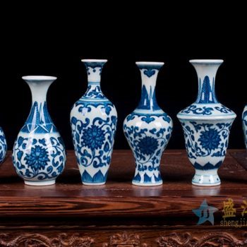 rzev02-4    青花缠枝莲小号花瓶花插   陶瓷摆件品 厂家直销