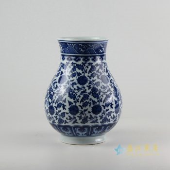 rzfu08-c72-26    青花缠枝罐福桶瓶  花瓶艺术摆件品