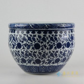 rzfu09-a-c73-01    青花缠枝莲纹  缸 花盆   米缸  水缸