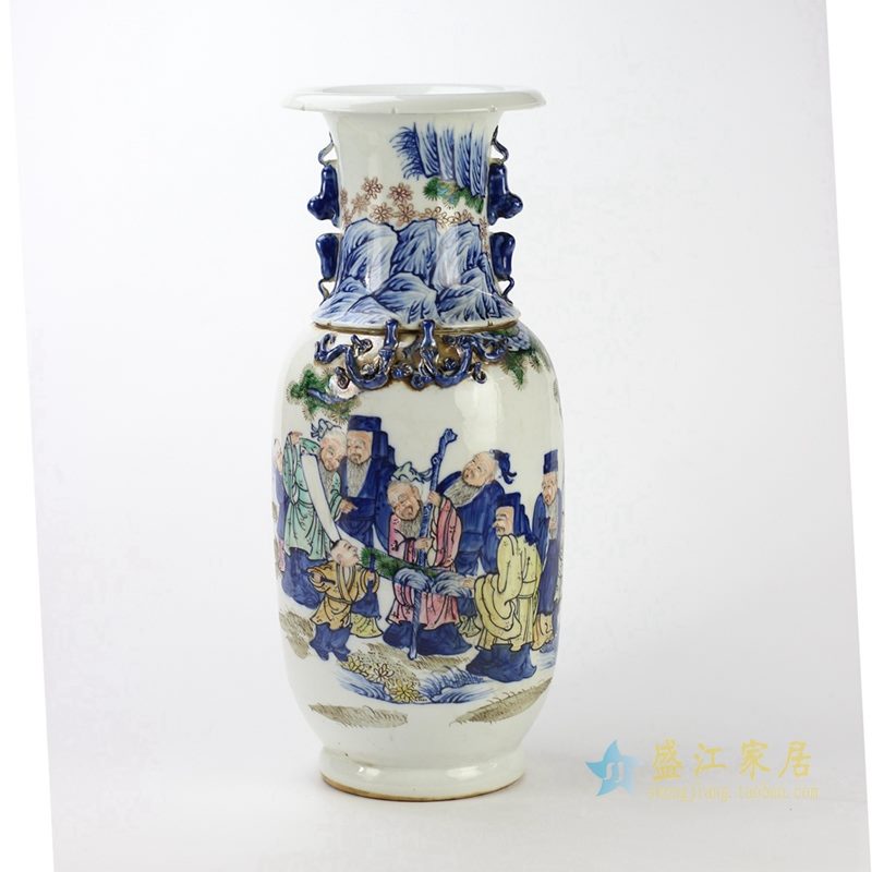 粉彩人物花瓶 花插 景德镇