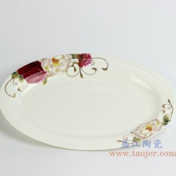 rzhy04-c   骨瓷 红玫瑰12寸 鱼盘 菜盘 陶瓷用具