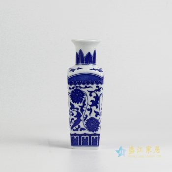 rzix03    青花缠枝莲花瓶   方形小花插瓶子   厂家直销