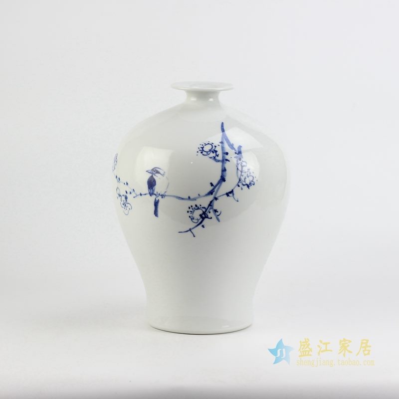 手绘青花花瓶  陶瓷艺术摆件品   厂家直销