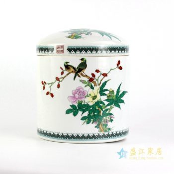 rzjl01-a   彩花花鸟 盖罐 茶叶罐 米缸 米罐药罐