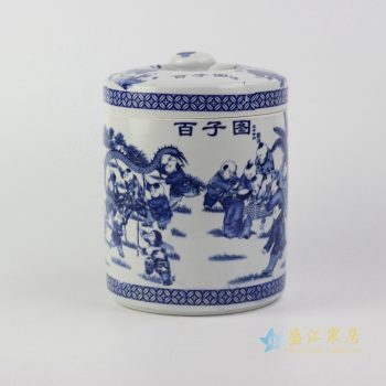 rzjl02-a     青花百子图茶叶罐   储物罐   密封罐  厂家直销