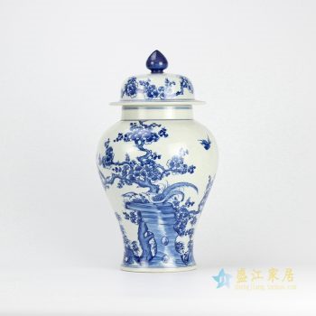 rzjp01-a-1    青花花鸟将军罐  厂家直销  景德镇   艺术摆件品