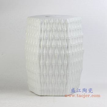ryjf12    条纹白色多边形陶瓷凳  凉凳  花园凳 换鞋凳