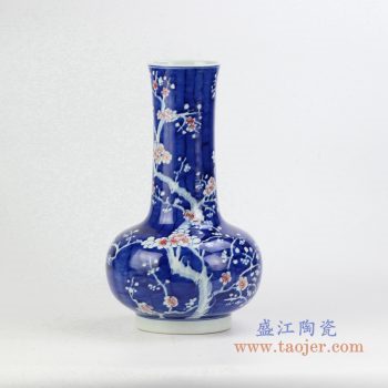 rywg10    颜色釉手绘粉彩梅花瓶 摆件品