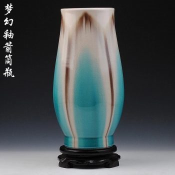 ryyo09-a     高温颜色釉 梦幻釉 窑变 浅蓝 箭筒瓶 花瓶