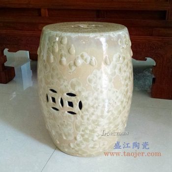 ryyx01-c    结晶釉黄色陶瓷凳 凉凳花园凳 浴室换鞋凳