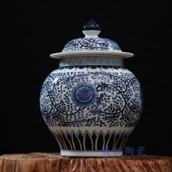 rzfq05-1    全手绘全手工胎青花缠枝盖罐之一  茶叶罐