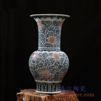 rzfq19-01    全手绘全手工胎青花釉里红花窟