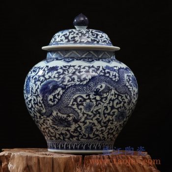 rzfq22-01   全手绘全手工胎青花龙凤缠枝酒坛