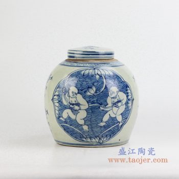rzfz01-g    青花人物罐 储物罐 茶叶密封罐
