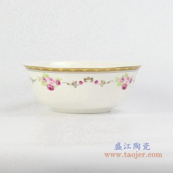 rzhf04-b   6寸骨瓷金边红月季面碗汤碗