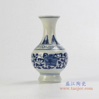 RZIQ06  青花缠枝莲小花瓶花插 摆件品
