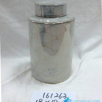 rzka161263　金边 金色海浪纹 直筒陶瓷罐 糖果罐 茶叶罐 高