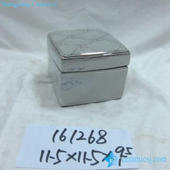 rzka161268   银边  银色海浪纹线条方形印泥盒 储物盒