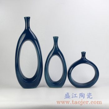RYKB151-C_颜色釉陶瓷家居摆件现代简约设计装饰陶瓷花瓶组合橱窗壁柜书架摆件北欧简约风