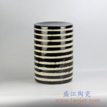 RYNQ198_黑黄条纹颜色釉瓷墩凉凳花园凳换鞋凳户外庭院桌凳陶瓷凳