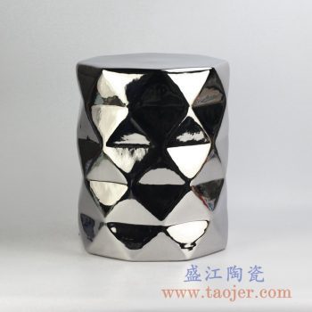 RYNQ65-C_镀银亮光颜色釉凉凳花园凳瓷凳换鞋凳吧台凳阳台凳现代时尚装饰家具陶瓷凳