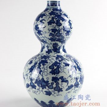 RYUU14_景德镇仿古青花手绘葫芦花瓶收藏赠礼室内装饰摆件大厅摆件