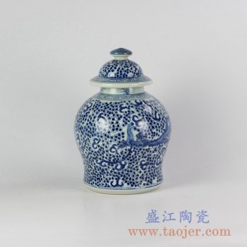 RYVM15-B_仿古青花凤凰陶瓷罐盖罐花瓶工艺品景德镇现代传统家居装饰陶瓷摆件