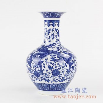 RYXP05_景德镇青花龙花瓶赏瓶陶瓷艺术摆件现代古典家居装饰摆设装饰