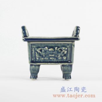 RYXP34-B_景德镇仿古颜色釉鼎香炉烟灰缸小摆件品小号橱柜装饰摆设