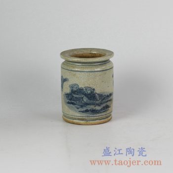 RZFB07_景德镇仿古青花鸳鸯开片罐储物罐笔筒花瓶摆件品热销
