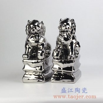 RZGA01-F_颜色釉镀银亮光狮子摆件装饰品站立