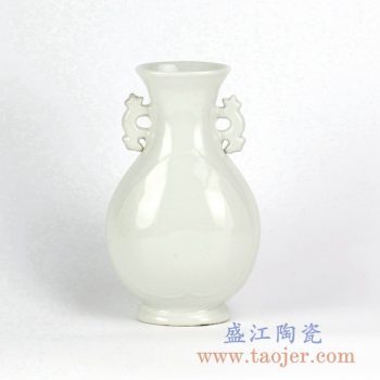 RZGY02-C82_景德镇仿古白色双耳花瓶花插花器艺术摆件家居装饰陈设